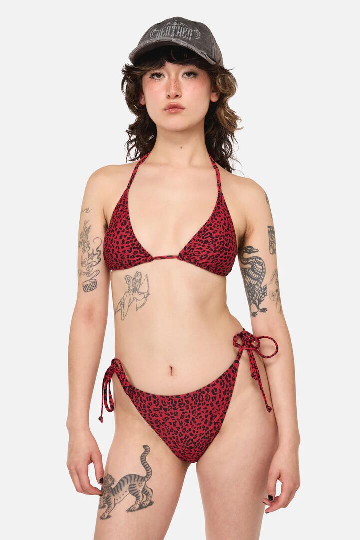 Image of Swimwear. Productname: Moggy Goth Bikini Top in Red colour by brand - Dangerfield