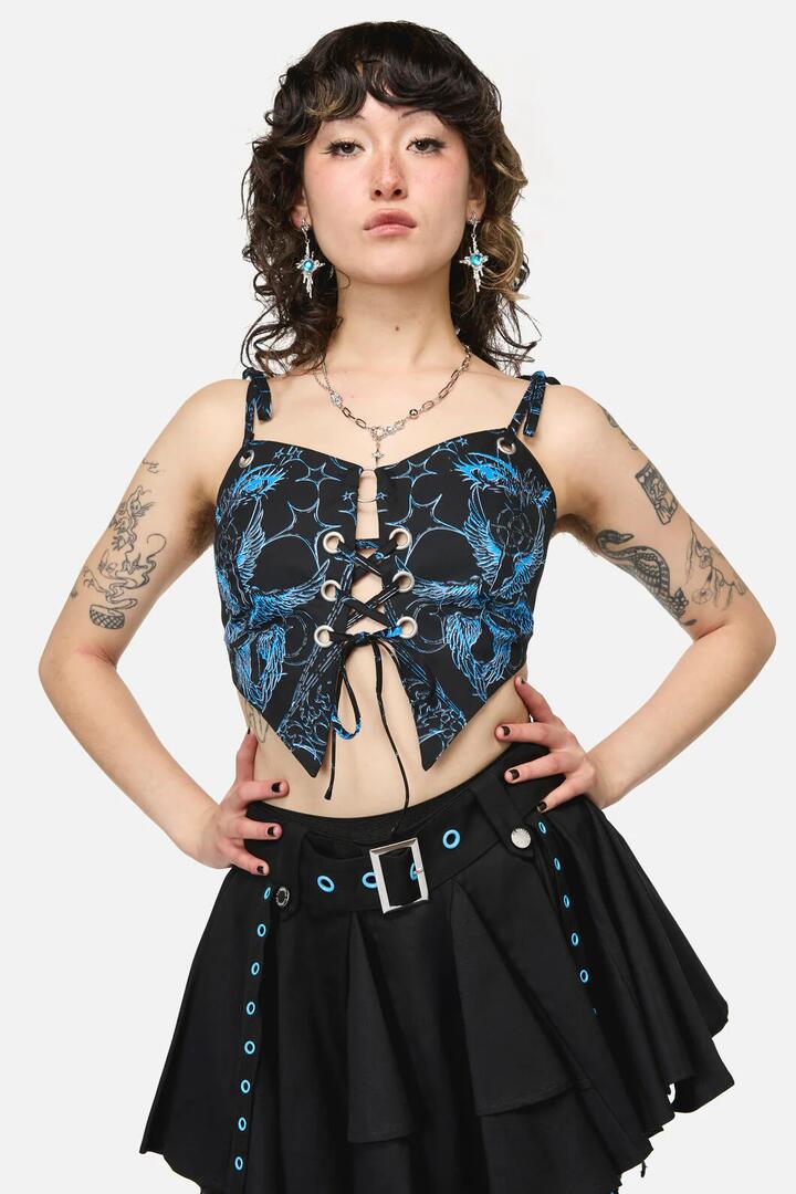 Image of Accessories. Productname: Divination Goth Tie Top in Black colour by brand - Dangerfield