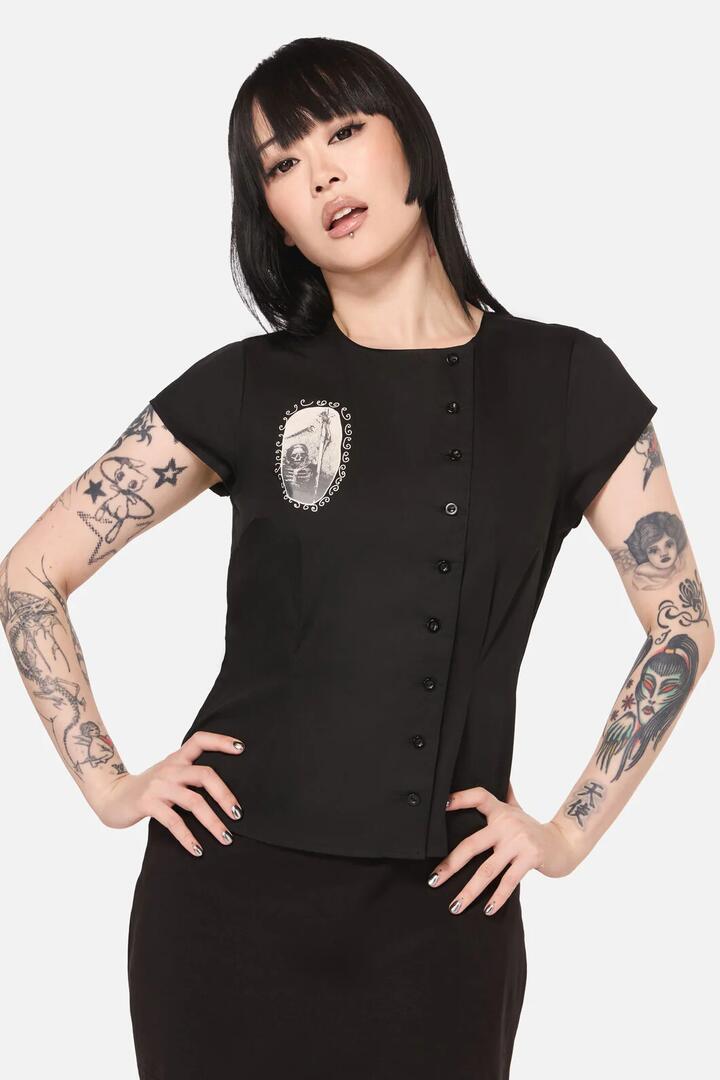 Image of Blouses. Product name - Tabitha Goth Blouse in Green colour by brand - Black Friday