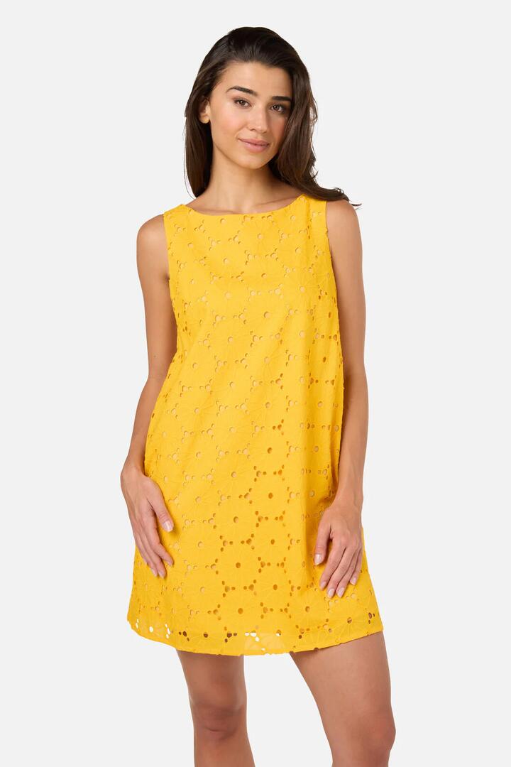 Image of Dresses. Product name - Daisy Broderie Shift Dress in Yellow colour by brand - Princess Highway