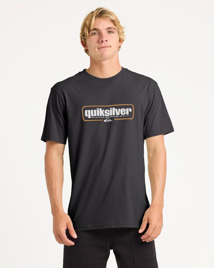 Image of T-Shirts. Product name - Quiksilver Mens Retro Box T-Shirt Black in Black colour by brand - Quiksilver