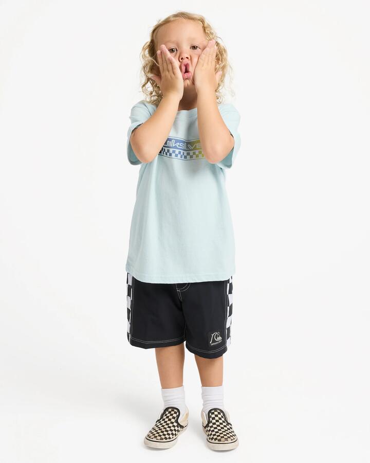 Image of T-Shirts. Product name - Quiksilver Boys 2-7 Omni Check T-Shirt Airy Blue in Airy Blue colour by brand - Quiksilver
