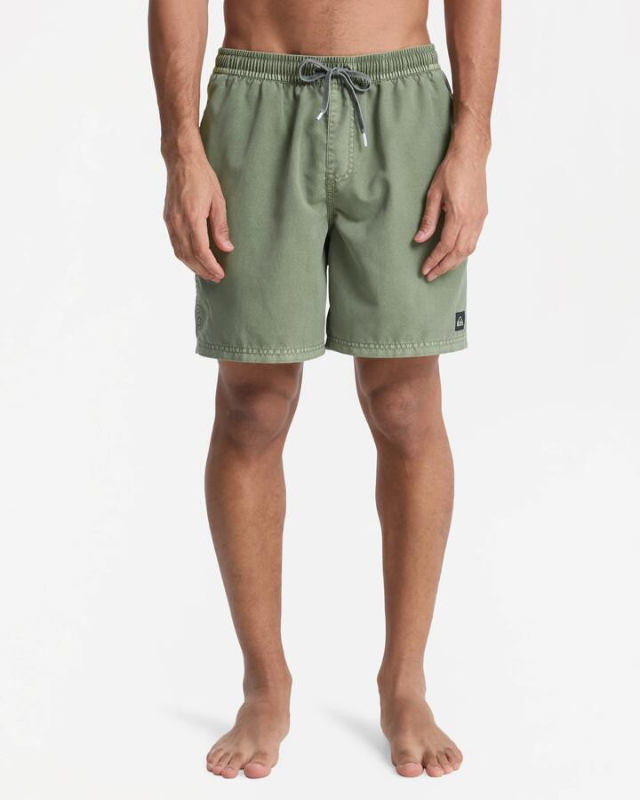 Image of a model wearing Shorts. Product name - Quiksilver Mens Surfwash 17" Swim Shorts Grape Leaf in Grape Leaf colour by brand - Quiksilver