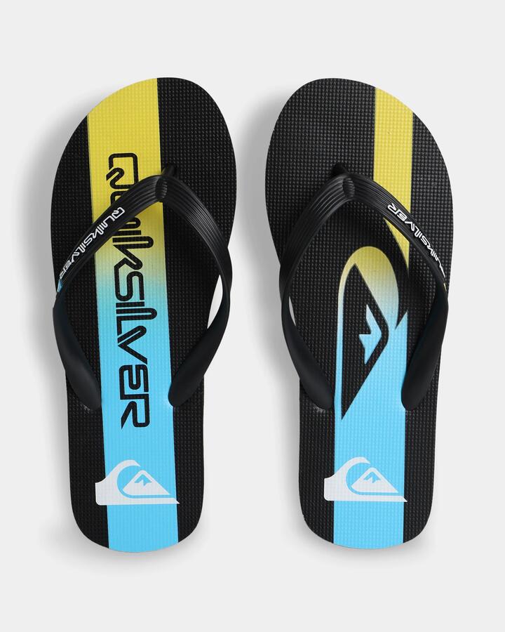 Image of Sandals. Product name - Quiksilver Mens Moncata Thongs Blue/Yellow in Blue/Yellow colour by brand - Quiksilver