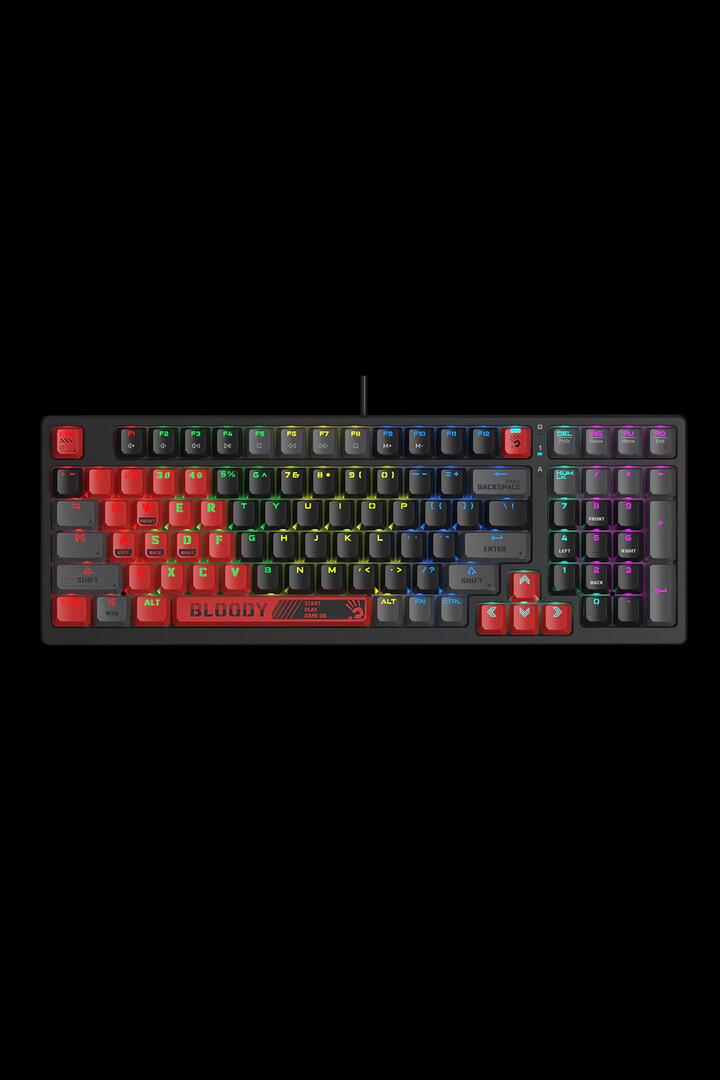 Image of Electronics Accessories. Productname: Bloody S98 BLMS Sports Red 80% Hot-Swappable Quiet Typing Gaming Keyboard in Sports Red colour by brand - BLOODY