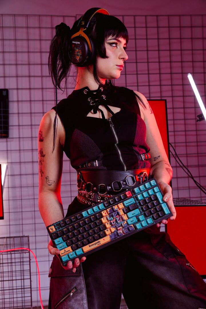 Image of Electronics Accessories. Productname: Bloody AT98 Renegade 98 Keys Optical Switch Adjustable Actuation Mechanical Keyboard in Renegade colour by brand - BLOODY