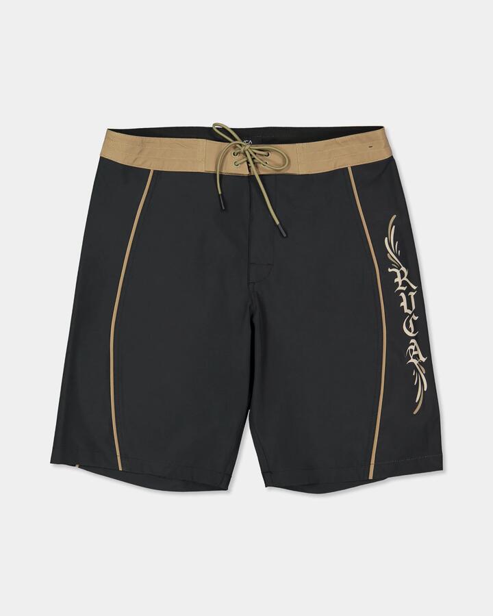 Image of Swimwear. Product name - RVCA Mens Retract Trunk 20" Boardshorts Rvca Black in Rvca Black colour by brand - RVCA