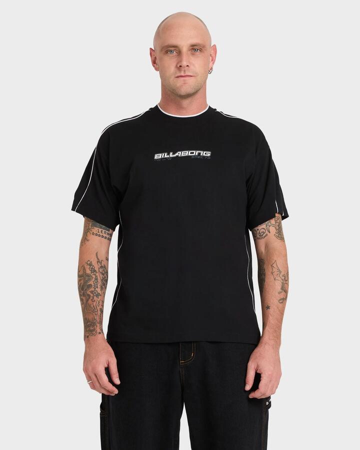 Image of T-Shirts. Product name - Billabong Mens Spec 73 Piped T-Shirt Black in Black colour by brand - Billabong