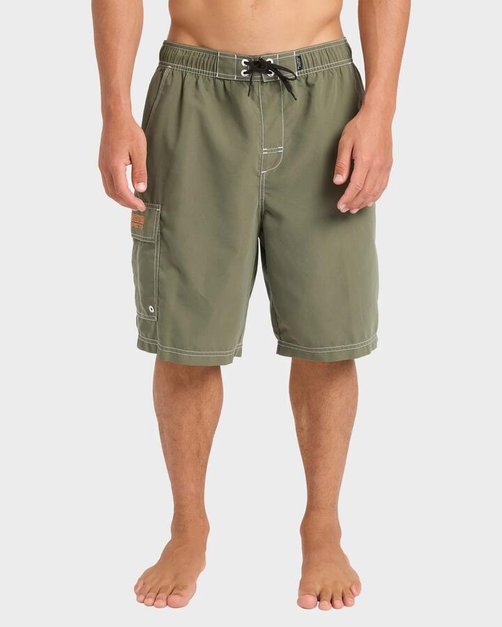 Image of Swimwear. Product name - Billabong Mens Throw On 21" Boardshorts Cypress Green - in Cypress Green colour by brand - Billabong