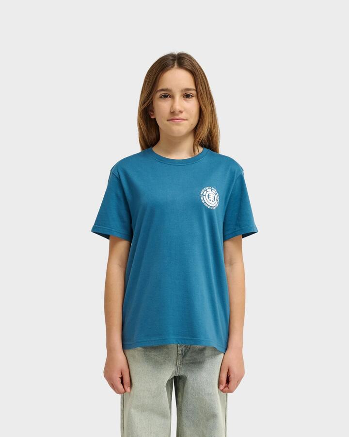 Image of a model wearing Tops. Productname: element Boys 10-16 Seal Bp T-Shirt Mallard Blue - in Mallard Blue colour by brand - Element