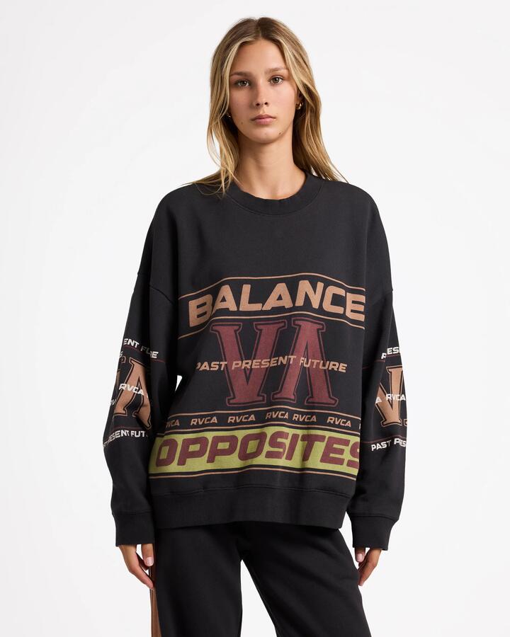 Image of Accessories. Product name - RVCA Womens Puck It Pover Crew Neck Washed Black in Washed Black colour by brand - RVCA