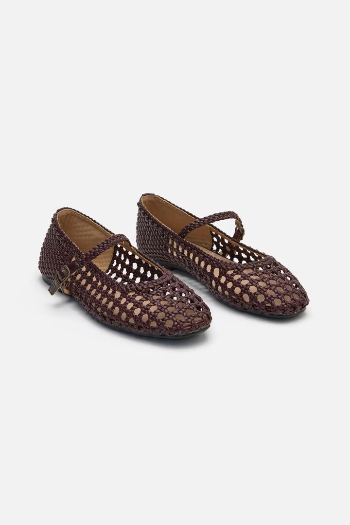 Image of Flats. Product name - Plum Weave Flat Shoe in Plum colour by brand - Princess Highway