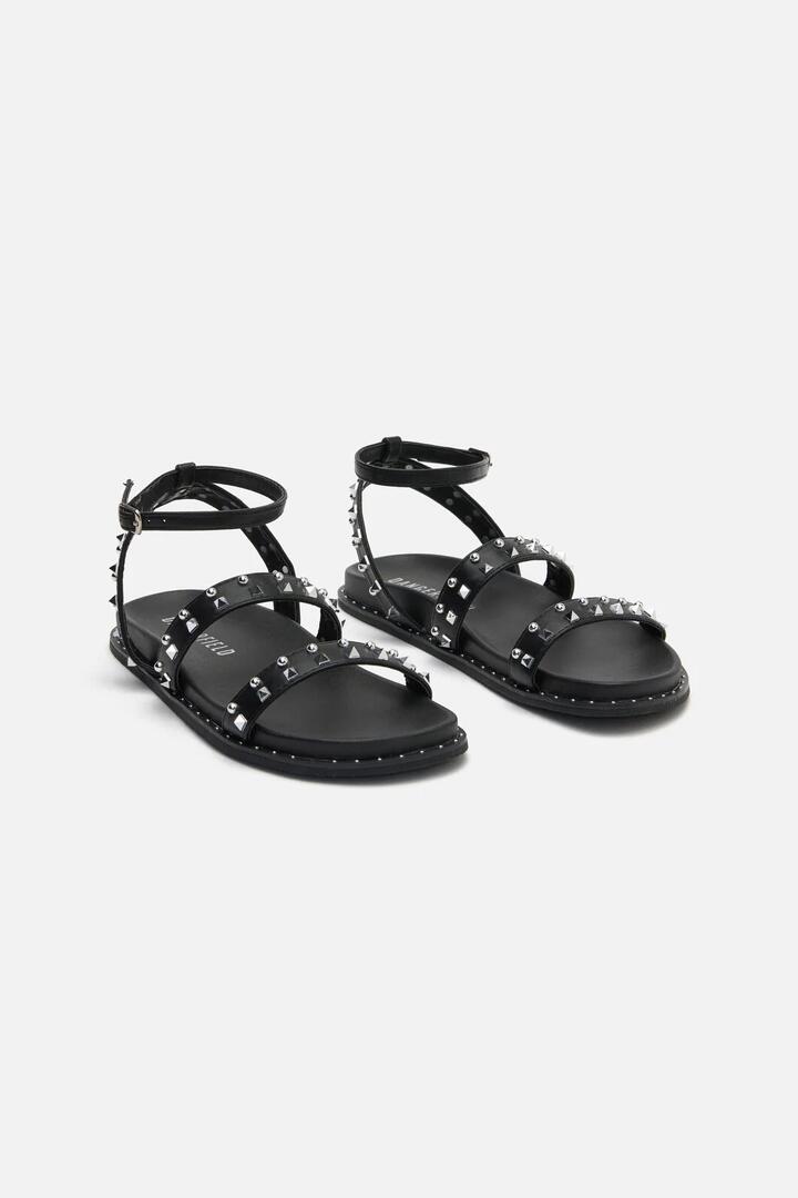 Image of Sandals. Product name - Stud Ankle Strap Sandal in Black colour by brand - Dangerfield