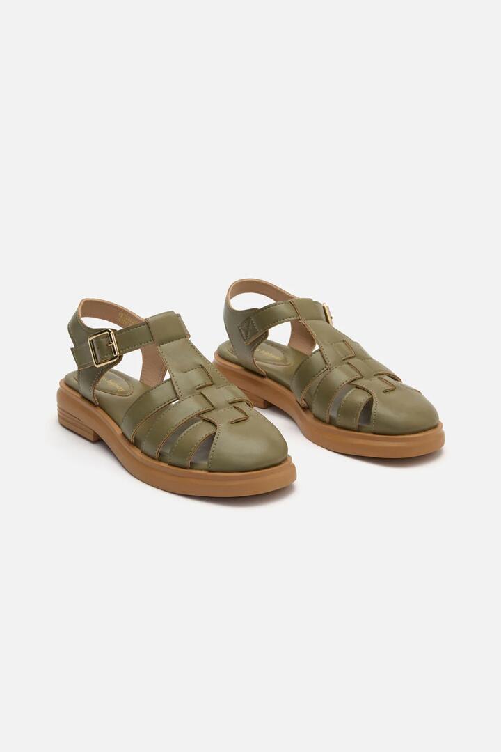 Image of Sandals. Product name - Olive Wide Strap Sandal in Olive colour by brand - Princess Highway