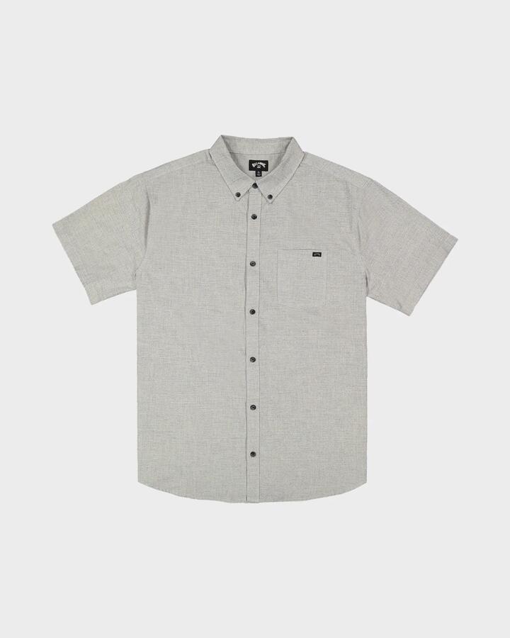 Image of Shirts. Product name - Billabong Mens All Day Short Sleeve Shirt Light Grey in Light Grey colour by brand - Billabong