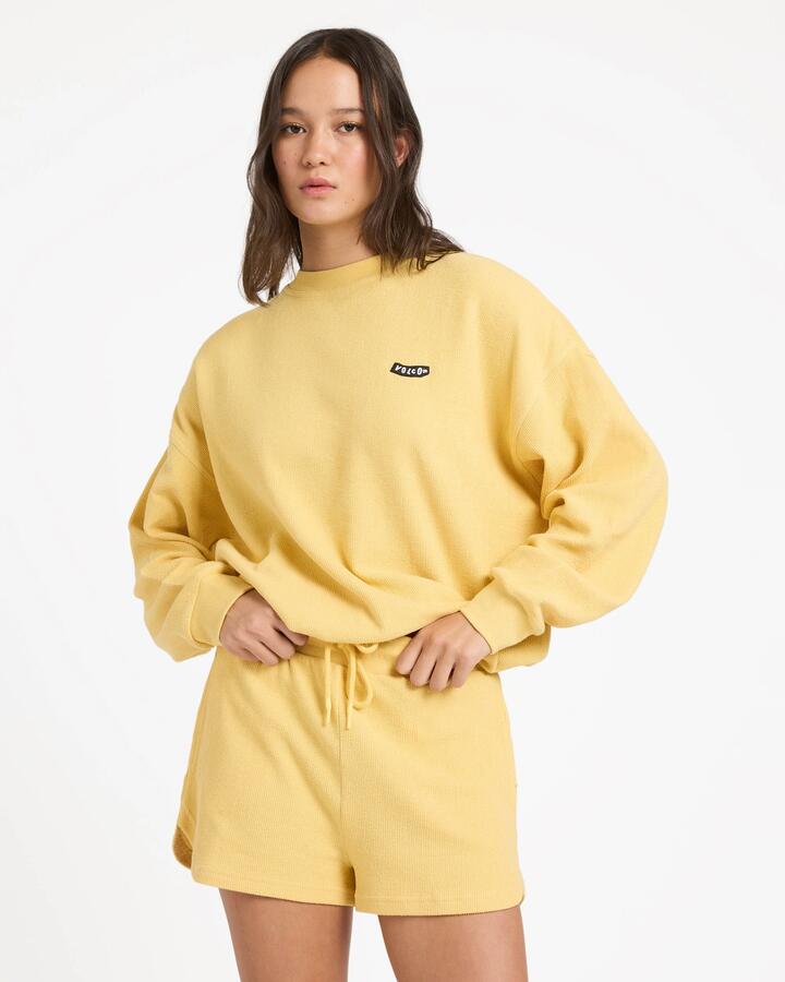 Image of Accessories. Product name - Volcom Womens Sweeterry Crew Neck Sunburst in Sunburst colour by brand - Volcom