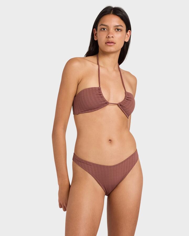 Image of Swimwear. Productname: rvca - Womens Pucker Medium Bikini Botom - Terra Brown - in Terra Brown colour by brand - rvca