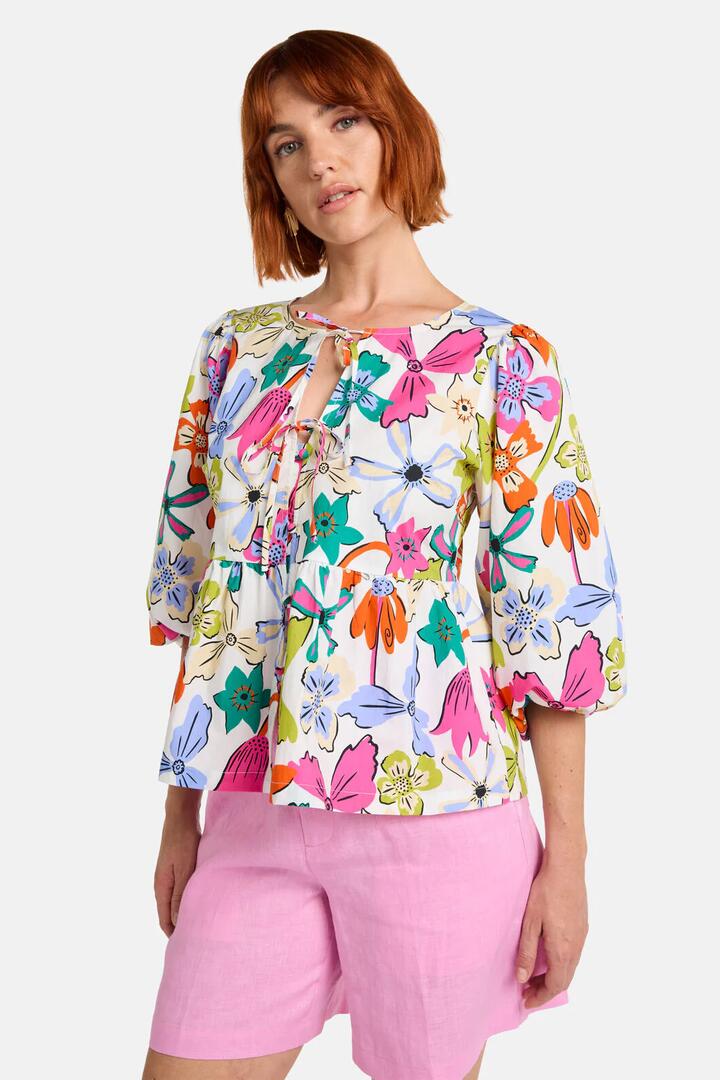 Image of a model wearing Tops. Productname: So Fetch Print Top in Print colour by brand - Gorman
