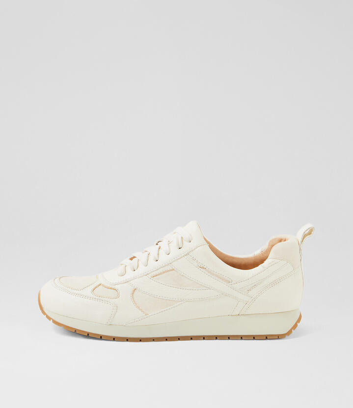 Image of Sneakers. Productname: Palomo Off White Leather Suede Sneakers in Off White-Off White colour by brand - MIDAS