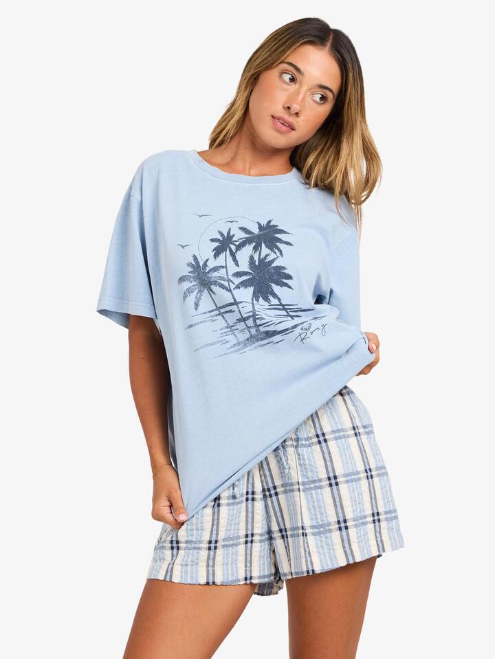 Image of T-Shirts. Product name - Roxy Womens Life In Paradise T-Shirt Blue Drift in Blue Drift colour by brand - Roxy