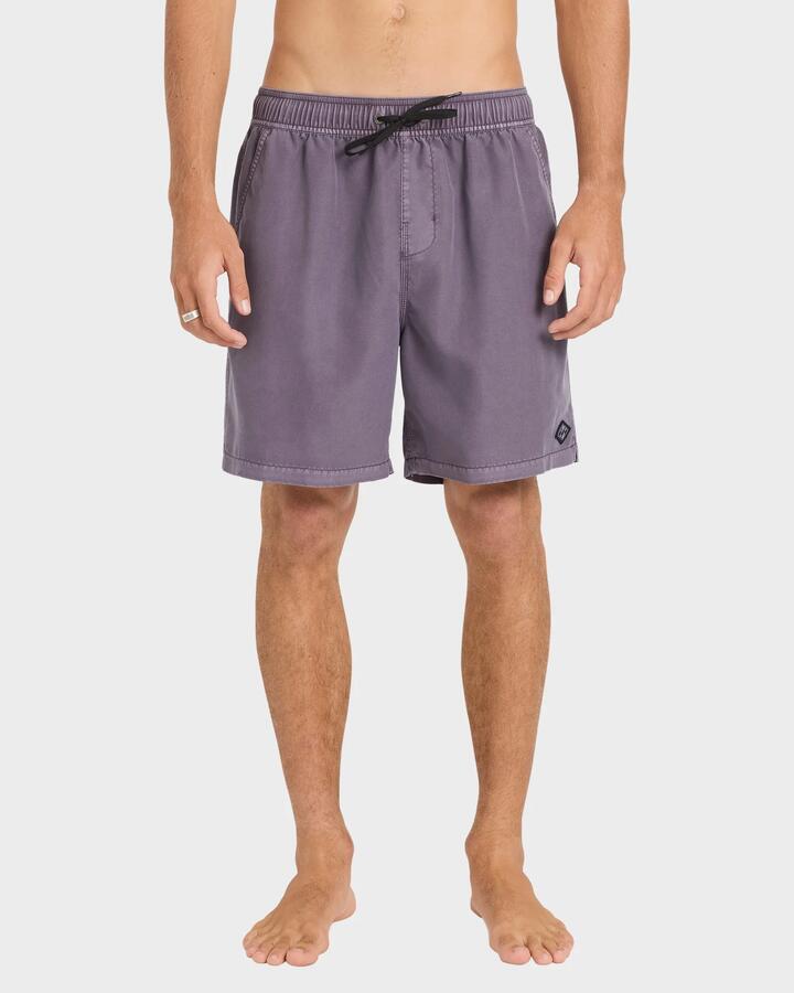 Image of Swimwear. Product name - Billabong Mens All Day Overdye Layback 17" Boardshorts Steel Purple in Steel Purple colour by brand - Billabong