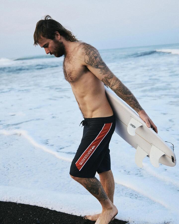 Image of Swimwear. Product name - Quiksilver Mens Surfsilk Clicker 20" Boardshorts Black in Black colour by brand - Quiksilver
