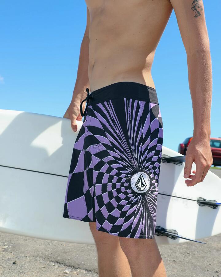 Image of Swimwear. Product name - Volcom Mens Spiral Mod 19" Boardshorts Violet in Violet colour by brand - Volcom