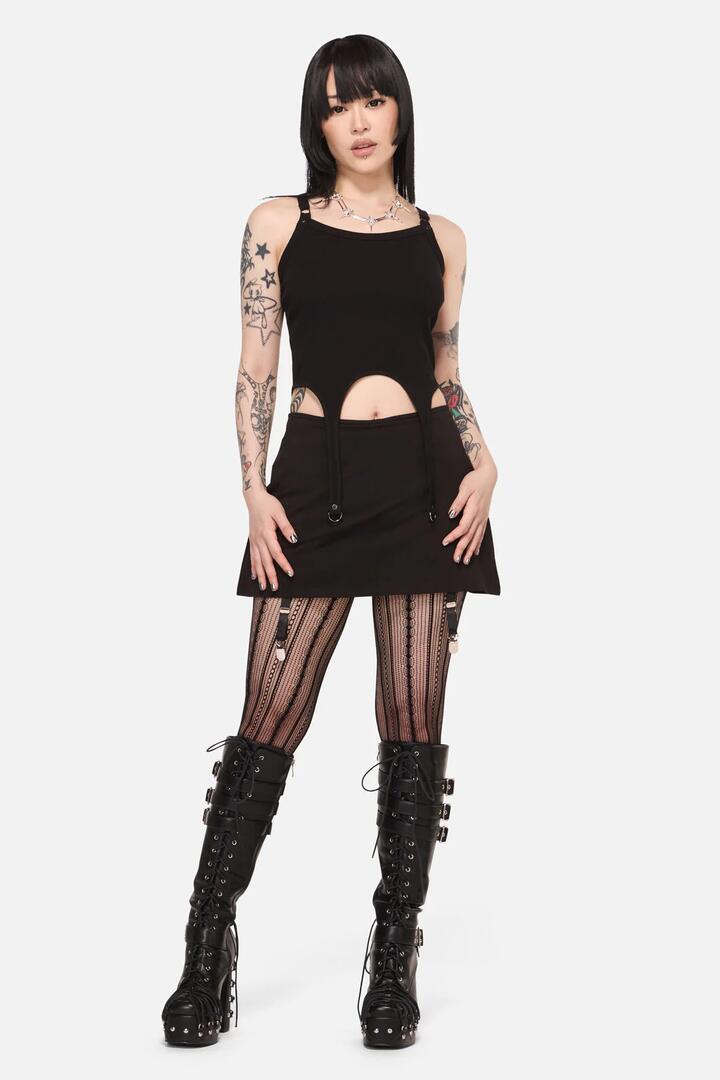Image of Lingerie. Product name - Framed Garter Goth Skort in Black colour by brand - Black Friday