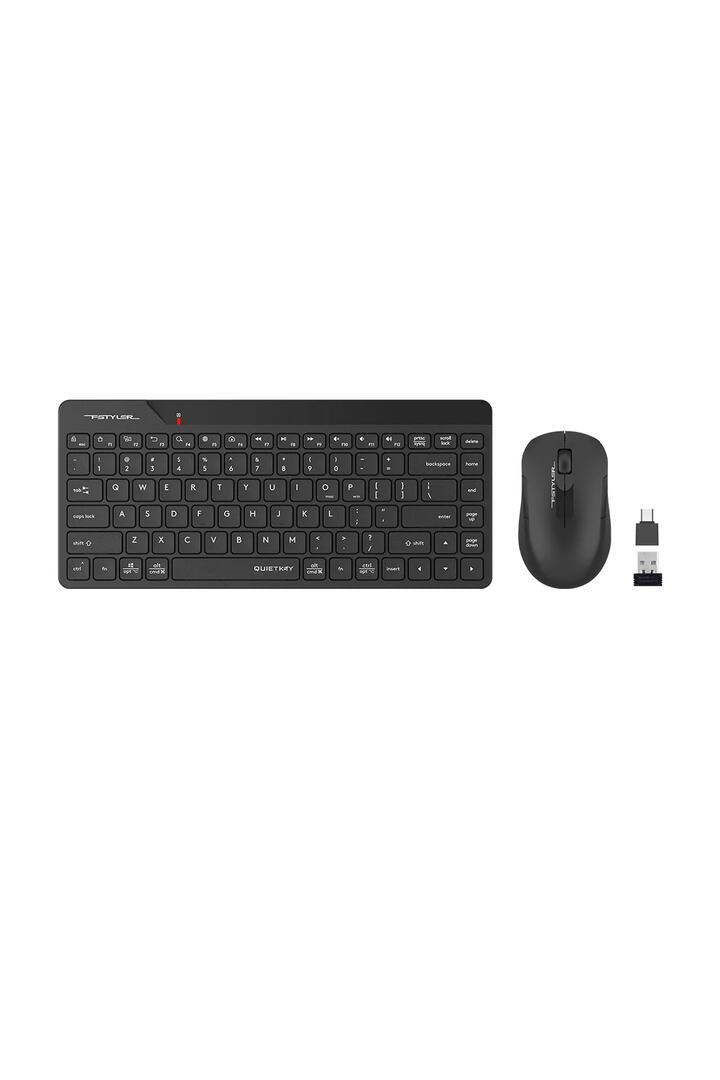 Image of Electronics Accessories. Productname: A4Tech FG2200 Air2 Black Compact Silent Wireless Keyboard & Mouse Combo in Black colour by brand - A4Tech