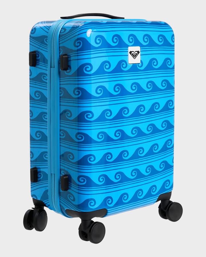 Image of Accessories. Productname: roxy - Womens Like A Seashell 39L Roller Suitcase - Silver Lake Blue Make A Spl Ax - in Silver Lake Blue Make A Spl Ax colour by brand - roxy