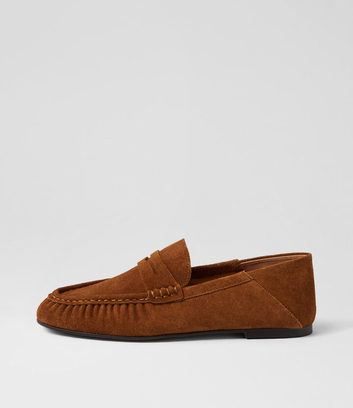 Image of Flats. Productname: Lando Tan Suede Loafers in Tan colour by brand - MIDAS