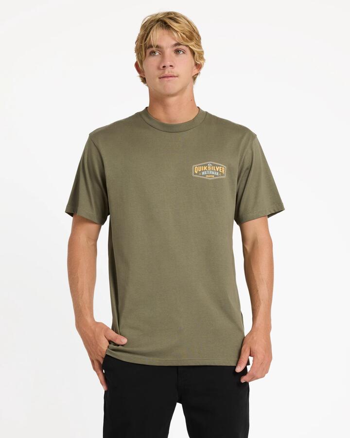 Image of T-Shirts. Product name - Quiksilver Mens Classic Hooks T-Shirt Olive in Olive colour by brand - Quiksilver
