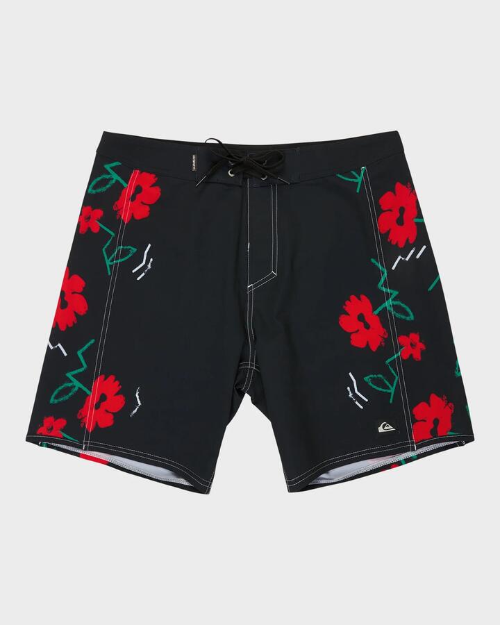 Image of Swimwear. Productname: quiksilver - Mens Surfsilk Arch 18" Boardshorts - Black Street Floral Arch - in Black Street Floral Arch colour by brand - quiksilver