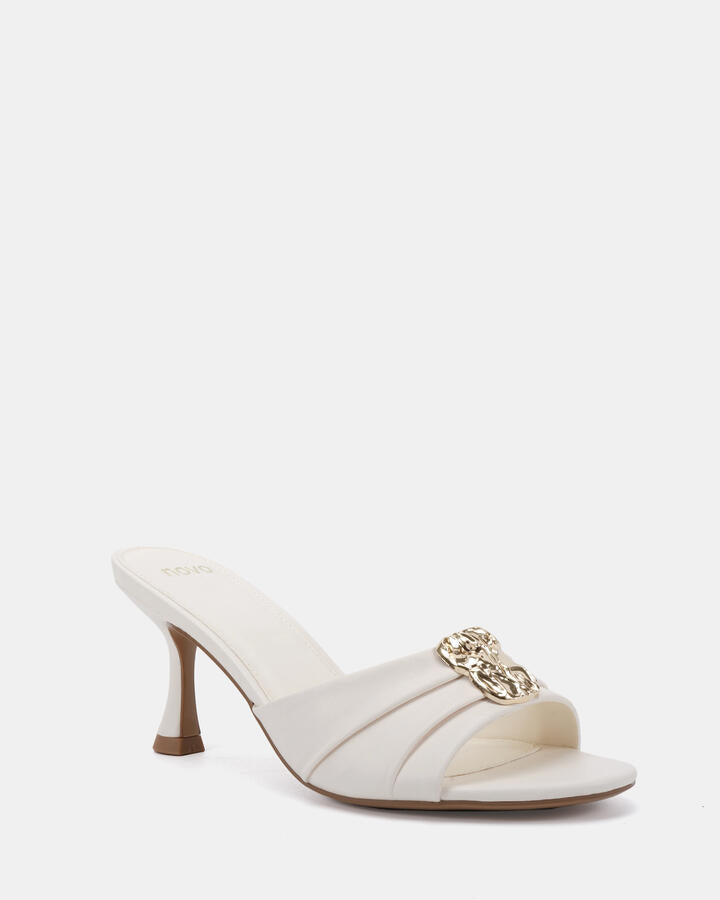 Image of Heels. Productname: Fernanda: White - Women's Strappy - Low Heel in Multi colour by brand - Novo