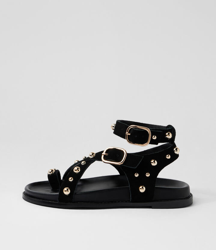 Image of Sandals. Productname: Ceeko Black Suede Sandals in Black colour by brand - MIDAS