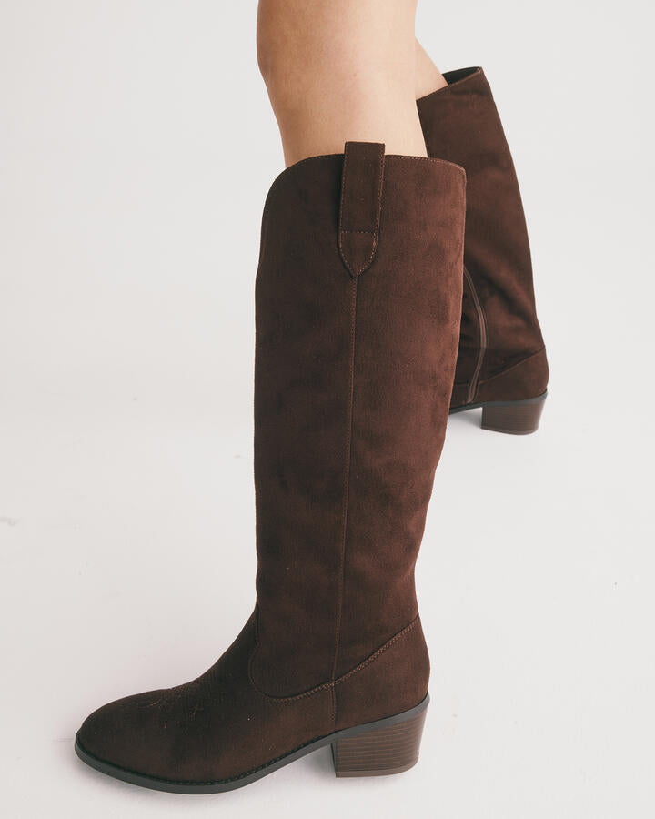 Image of Boots. Product name - Harlan Espresso Suede Long Boots in Espresso Suede colour by brand - Novo