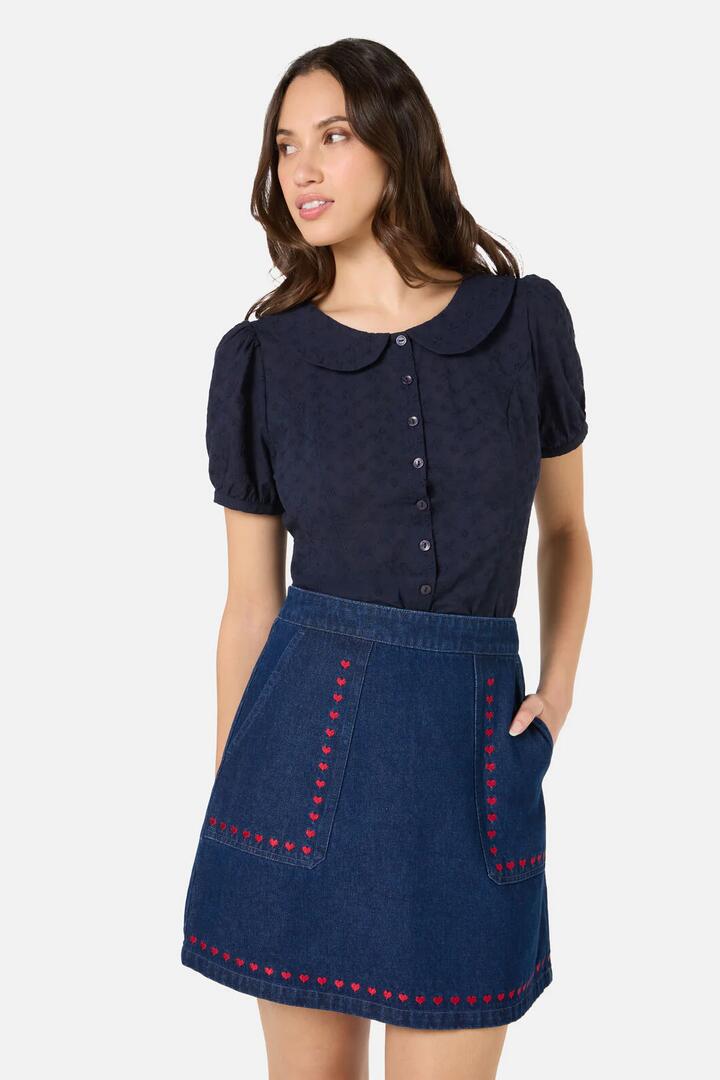 Image of Blouses. Product name - Lorelei Sweet Blouse in Navy colour by brand - Princess Highway