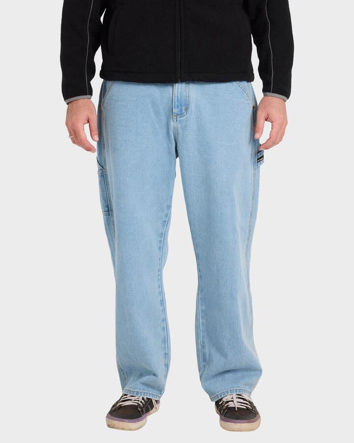 Image of Jeans. Product name - Billabong Mens Smoko Baggy Denim Jeans Stone Blue in Stone Blue colour by brand - Billabong