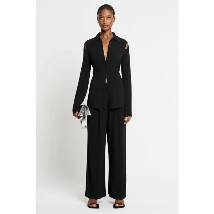Image of a model wearing Pants. Productname: Delta Pant in Noir colour by brand - sass and bide
