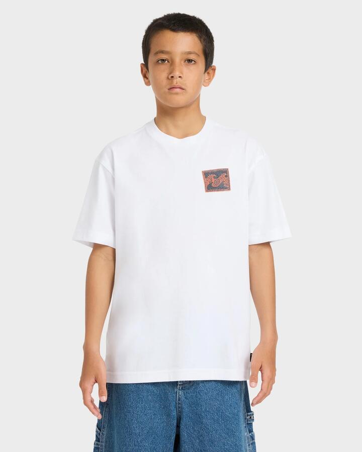 Image of T-Shirts. Product name - Billabong Boys 8-16 Crayon Wave T-Shirt White in White colour by brand - Billabong