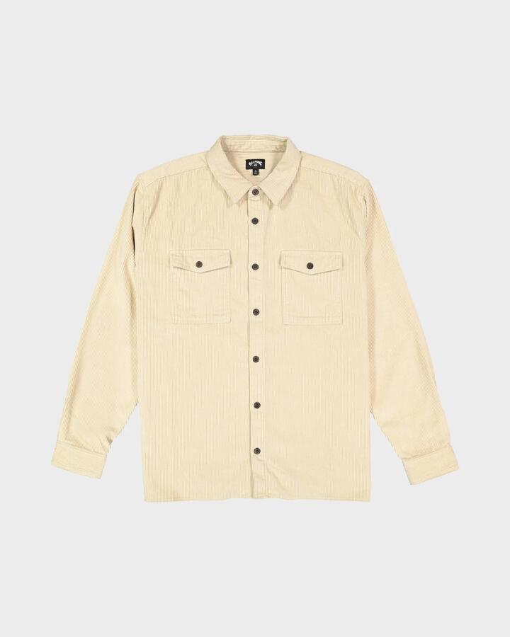 Image of a model wearing Tops. Productname: billabong - Mens Bong Days Long Sleeve Shirt - Desert Khaki - in Desert Khaki colour by brand - billabong
