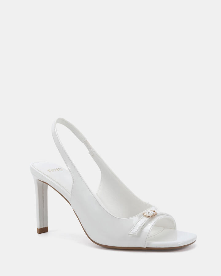 Image of Heels. Productname: Marlow: White Patent - Women's Strappy - High Heel in White colour by brand - Novo