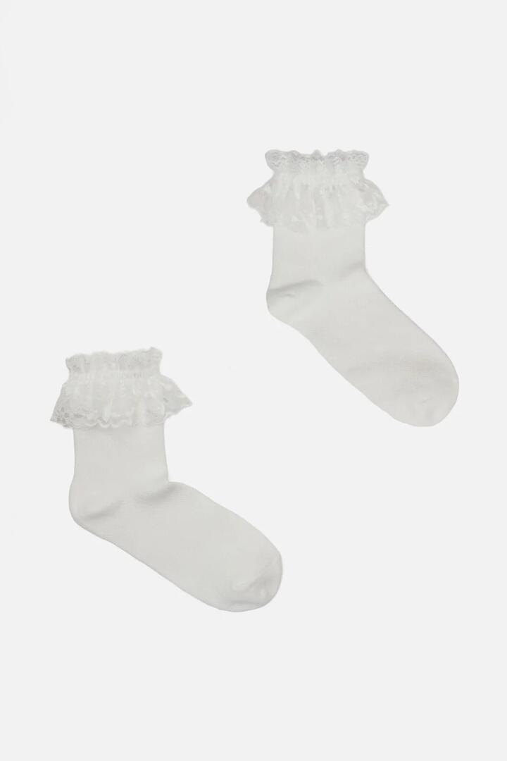 Image of Socks. Productname: White Lace Top Sock in White colour by brand - Dangerfield