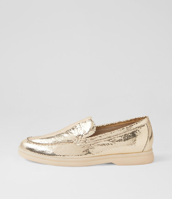 Image of Flats. Productname: Lemmy Pale Gold Mosaic Loafers in Pale Gold Mosaic colour by brand - MIDAS