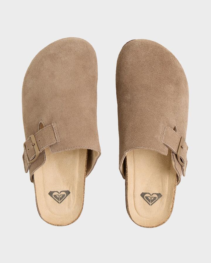 Image of Slippers. Productname: roxy Womens Zeliah Sin Fur Clog Taupe - in Taupe colour by brand - Roxy