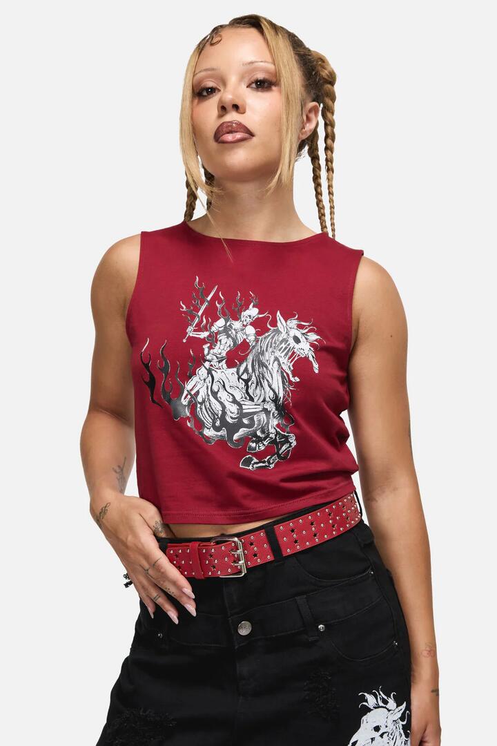 Image of Belts. Productname: Star Notch Stud Belt in Red colour by brand - Black Friday