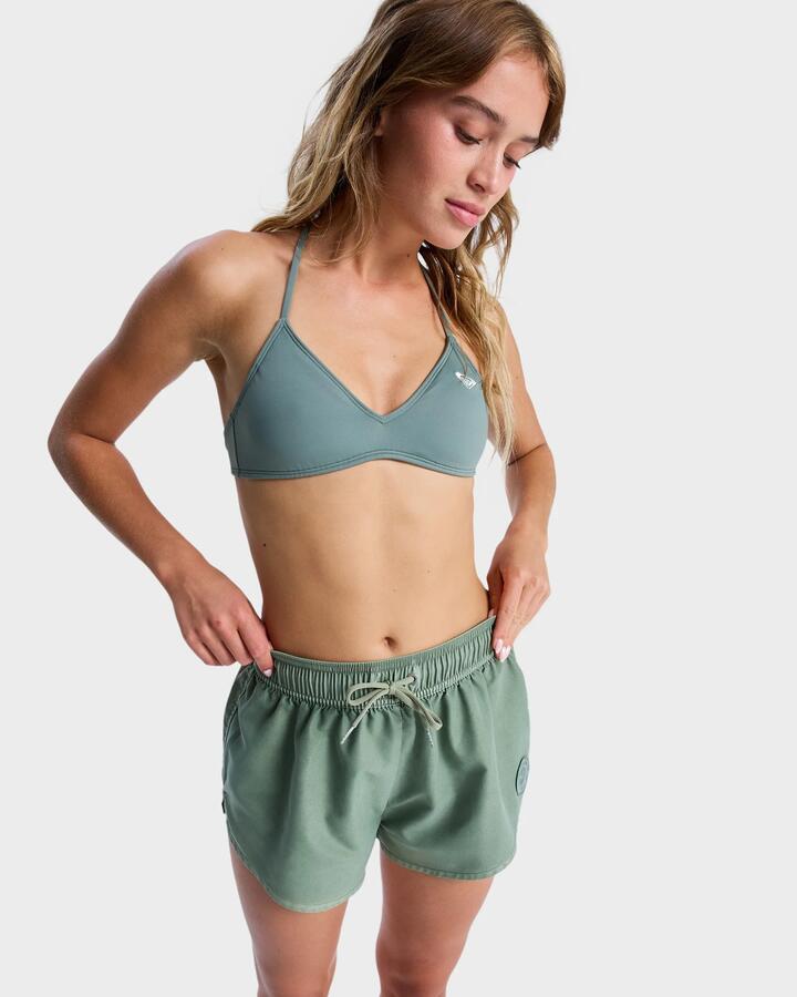 Image of Swimwear. Product name - Roxy Womens No Bad Waves 2" Boardshorts Oil Green in Oil Green colour by brand - Roxy