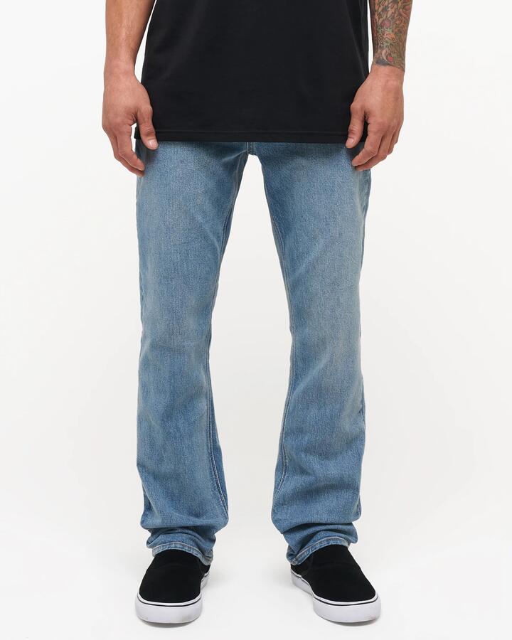 Image of Jeans. Product name - Volcom Mens Solver Denim Jeans Old Town Indigo in Old Town Indigo colour by brand - Volcom