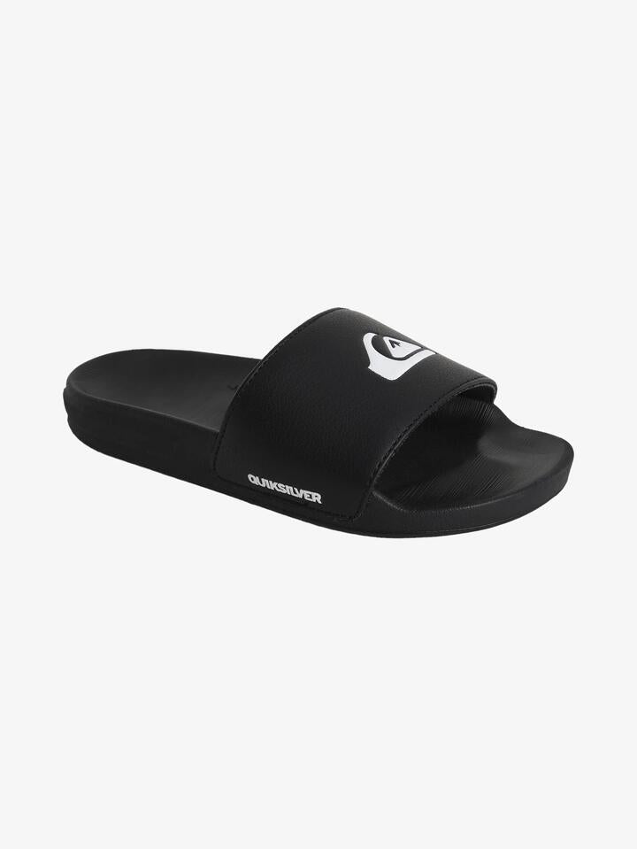 Image of Slippers. Product name - Quiksilver Boys 8-16 Odian Slides Black in Black colour by brand - Quiksilver