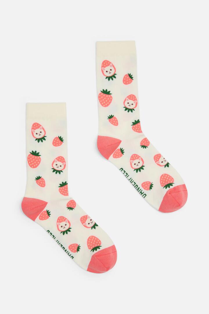 Image of Socks. Productname: Kitty Time Socks in Cream colour by brand - Dangerfield
